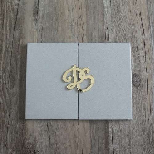 Gray Velvet Holder Invitation Card Simple Style Business Invitation